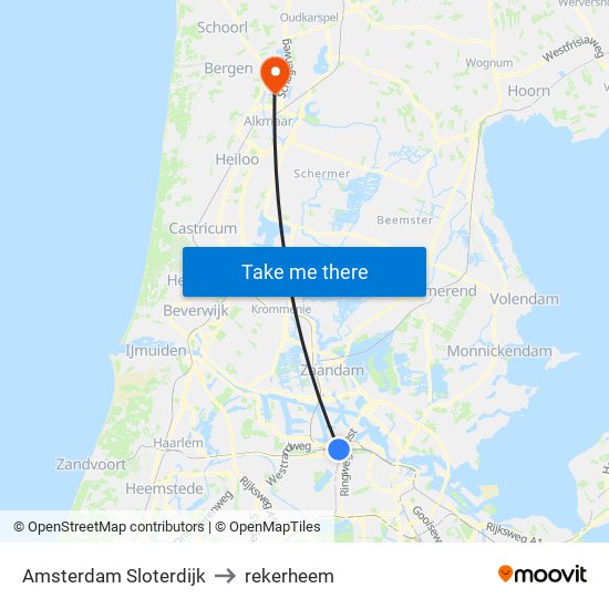 Amsterdam Sloterdijk to rekerheem map