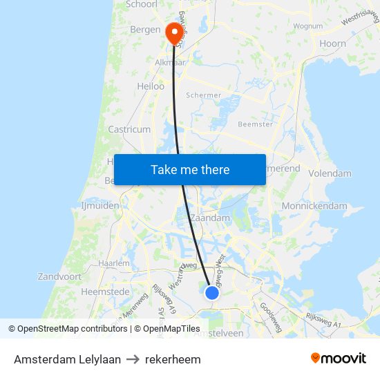 Amsterdam Lelylaan to rekerheem map