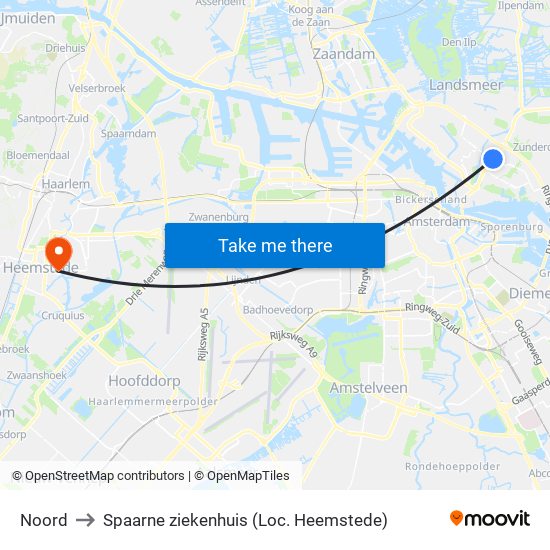 Noord to Spaarne ziekenhuis (Loc. Heemstede) map