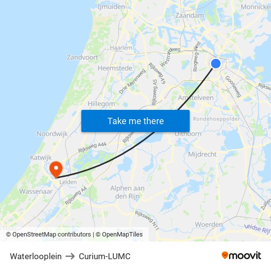 Waterlooplein to Curium-LUMC map