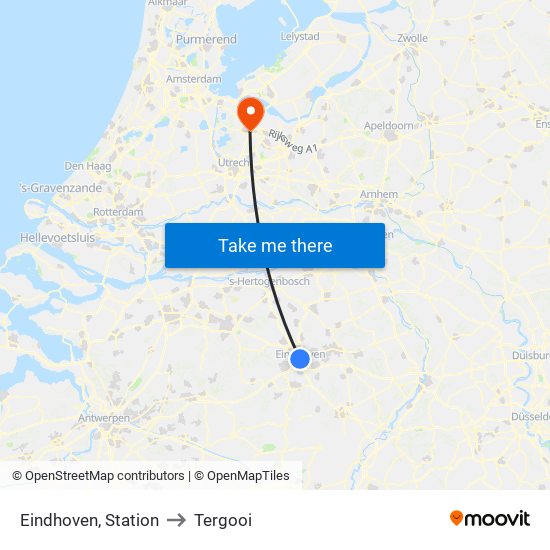 Eindhoven, Station to Tergooi map