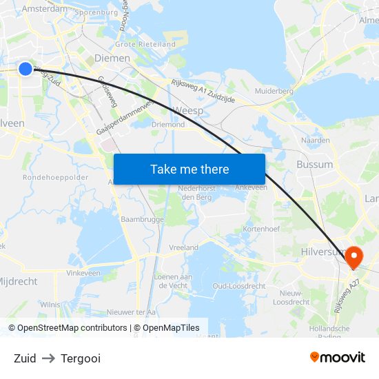 Zuid to Tergooi map