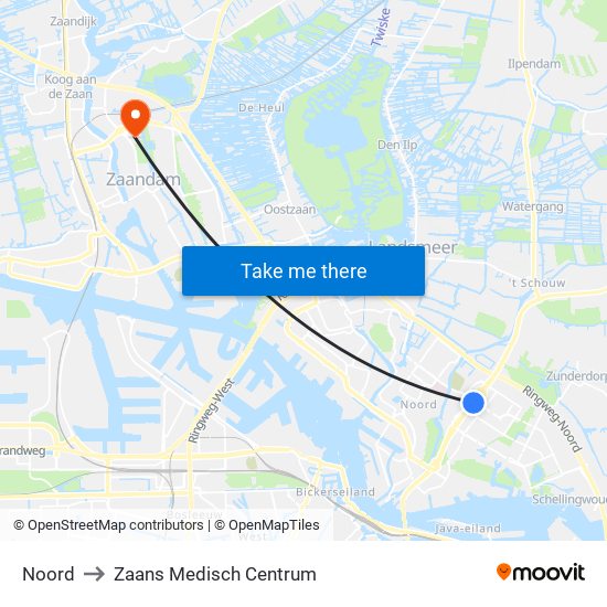 Noord to Zaans Medisch Centrum map