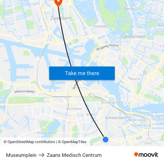 Museumplein to Zaans Medisch Centrum map