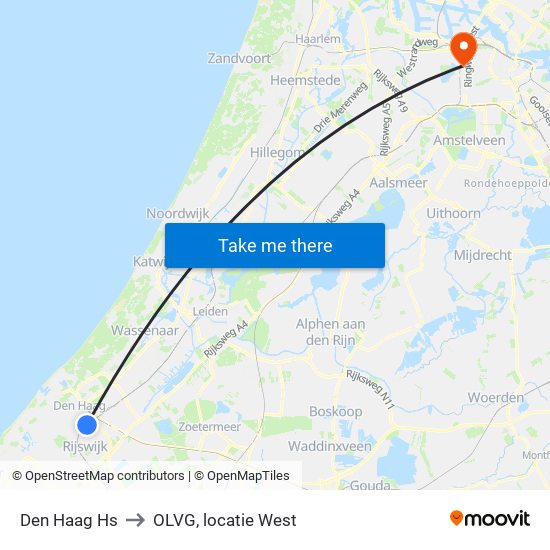 Den Haag Hs to OLVG, locatie West map