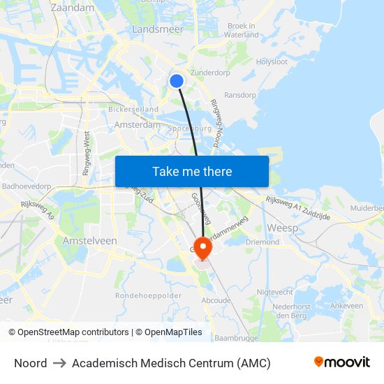 Noord to Academisch Medisch Centrum (AMC) map