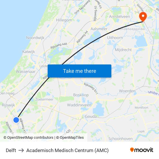 Delft to Academisch Medisch Centrum (AMC) map