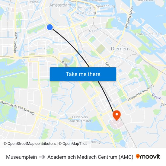 Museumplein to Academisch Medisch Centrum (AMC) map