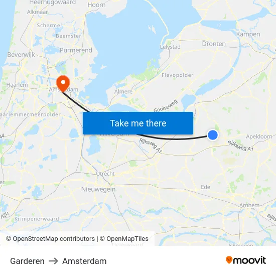 Garderen to Amsterdam map