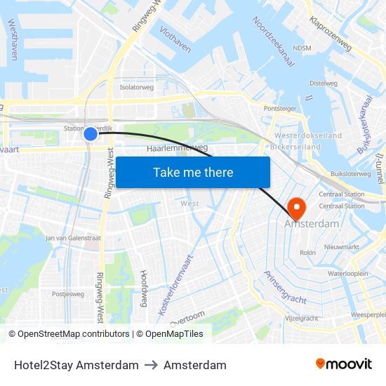 Hotel2Stay Amsterdam to Amsterdam map