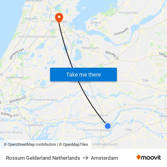 Rossum Gelderland Netherlands to Amsterdam map