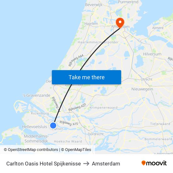 Carlton Oasis Hotel Spijkenisse to Amsterdam map