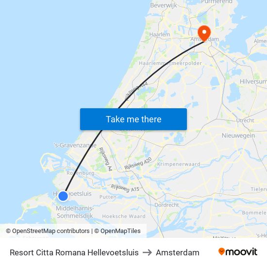 Resort Citta Romana Hellevoetsluis to Amsterdam map
