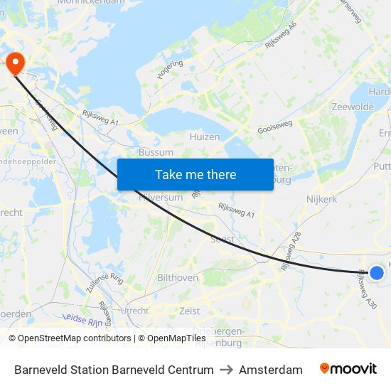 Barneveld Station Barneveld Centrum to Amsterdam map