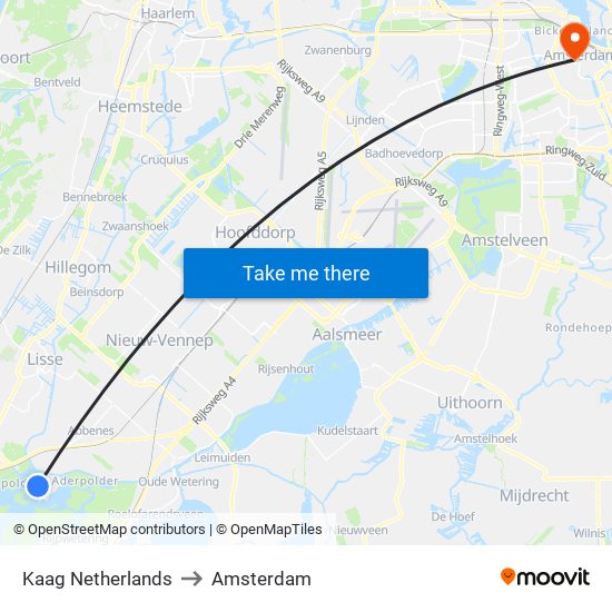 Kaag Netherlands to Amsterdam map