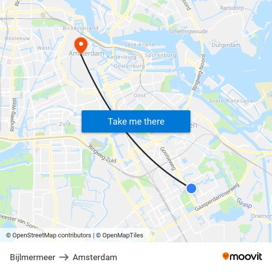 Bijlmermeer to Amsterdam map