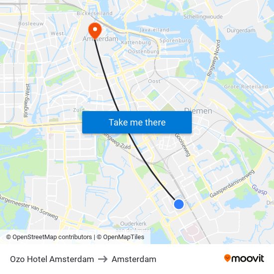 Ozo Hotel Amsterdam to Amsterdam map