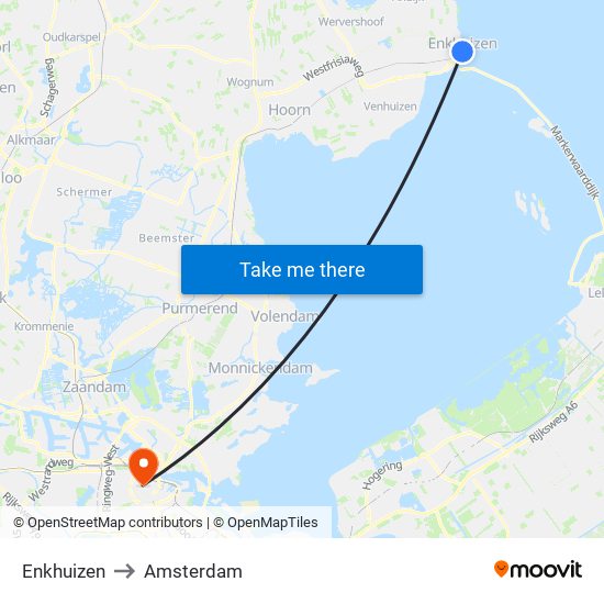 Enkhuizen to Amsterdam map