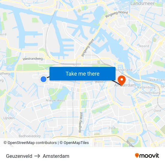 Geuzenveld to Amsterdam map