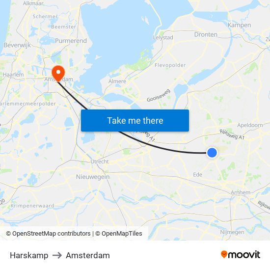 Harskamp to Amsterdam map