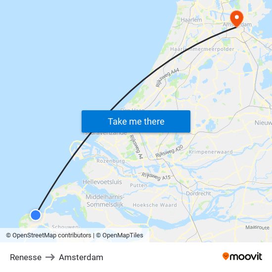 Renesse to Amsterdam map