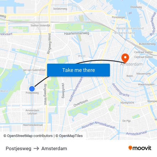 Postjesweg to Amsterdam map