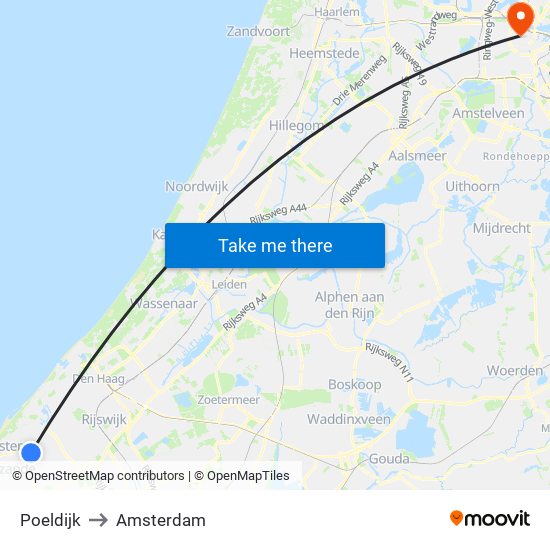 Poeldijk to Amsterdam map