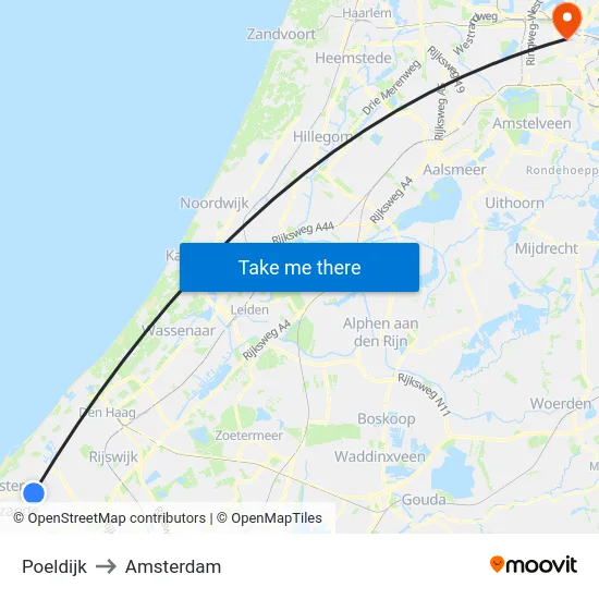 Poeldijk to Amsterdam map
