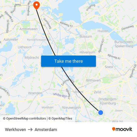 Werkhoven to Amsterdam map