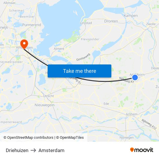 Driehuizen to Amsterdam map