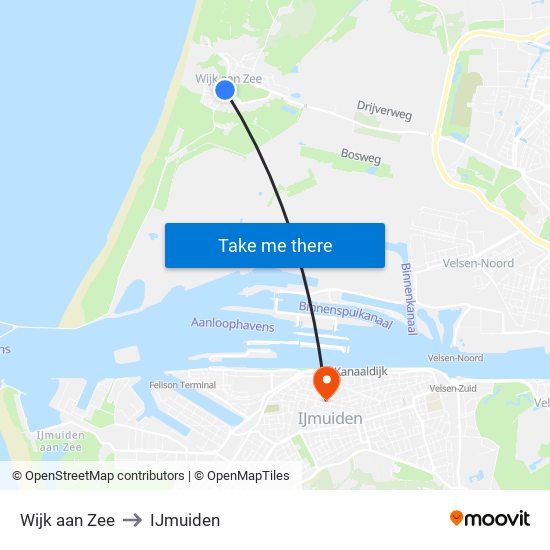Wijk aan Zee to IJmuiden map