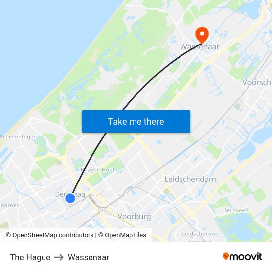 The Hague to Wassenaar map