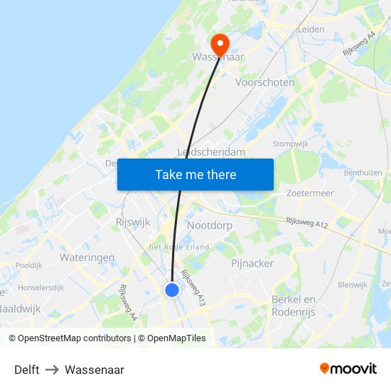 Delft to Wassenaar map