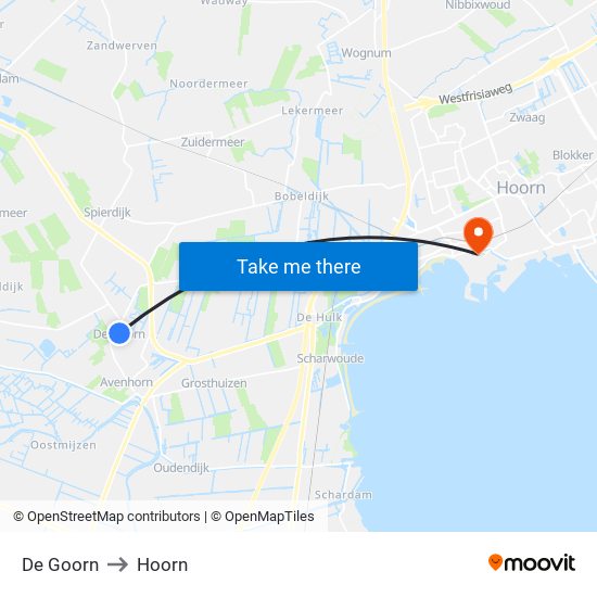 De Goorn to Hoorn map