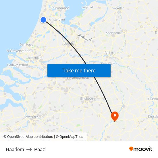 Haarlem to Paaz map