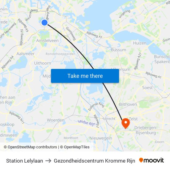 Station Lelylaan to Gezondheidscentrum Kromme Rijn map