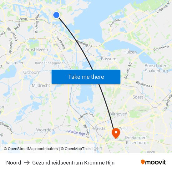 Noord to Gezondheidscentrum Kromme Rijn map