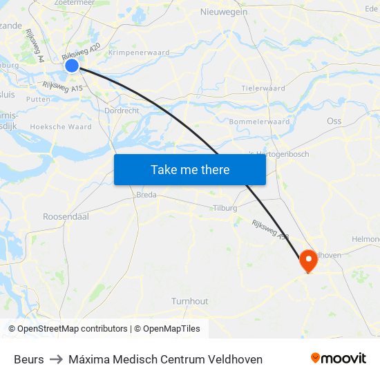 Beurs to Máxima Medisch Centrum Veldhoven map