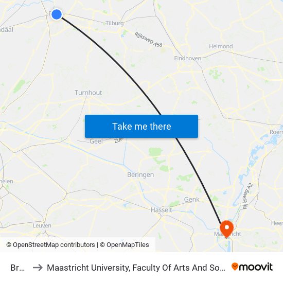 Breda to Maastricht University, Faculty Of Arts And Social Sciences map