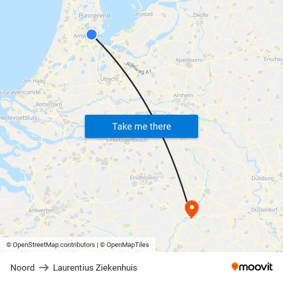 Noord to Laurentius Ziekenhuis map