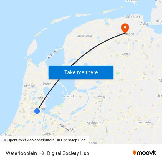 Waterlooplein to Digital Society Hub map
