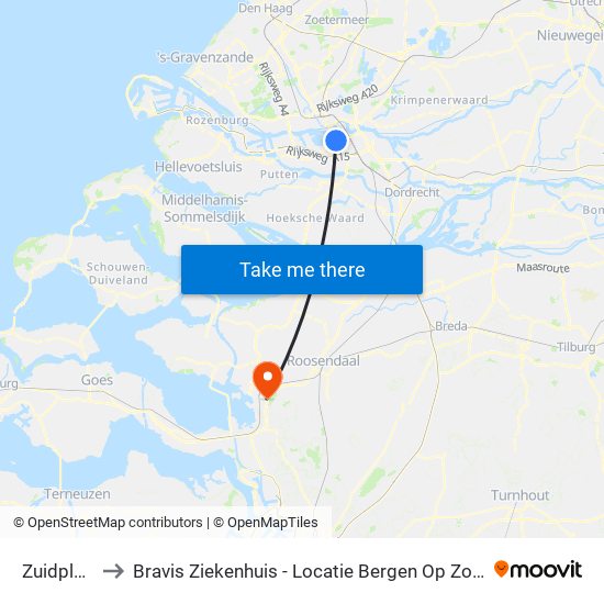 Zuidplein to Bravis Ziekenhuis - Locatie Bergen Op Zoom map
