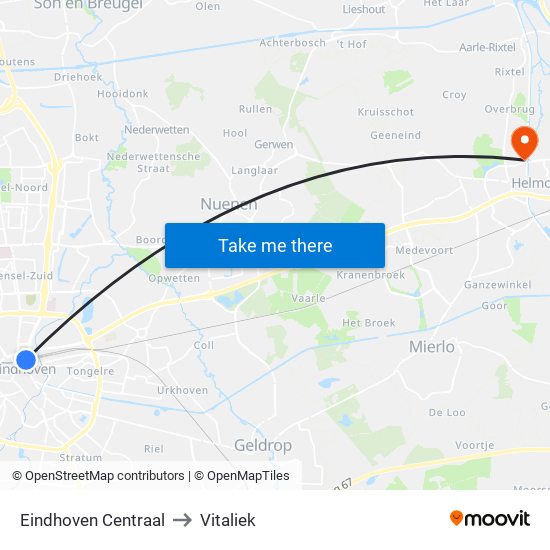 Eindhoven Centraal to Vitaliek map