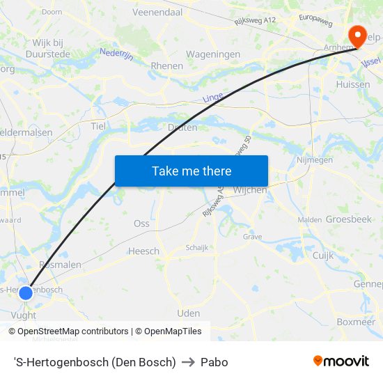 'S-Hertogenbosch (Den Bosch) to Pabo map