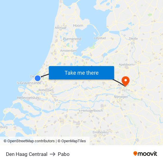 Den Haag Centraal to Pabo map