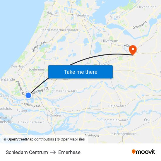 Schiedam Centrum to Emerhese map