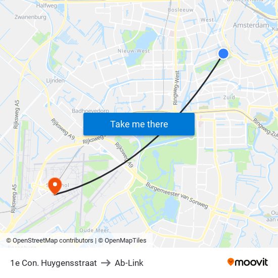 1e Con. Huygensstraat to Ab-Link map