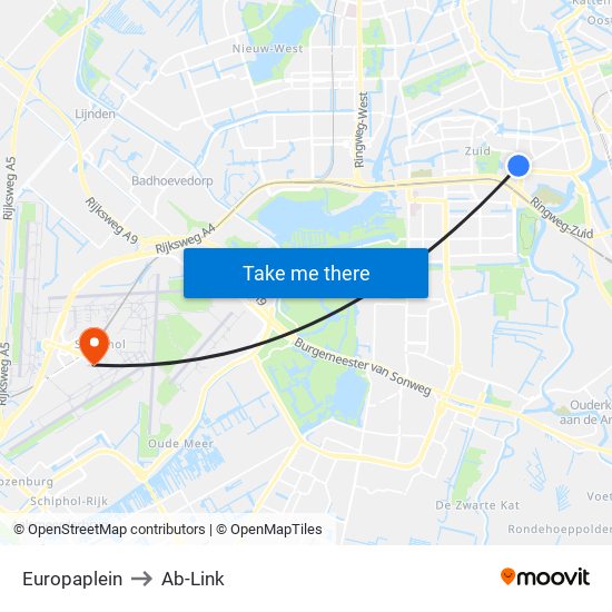 Europaplein to Ab-Link map