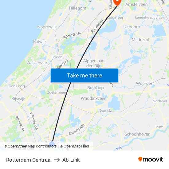 Rotterdam Centraal to Ab-Link map