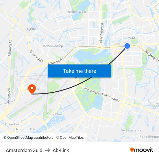 Amsterdam Zuid to Ab-Link map